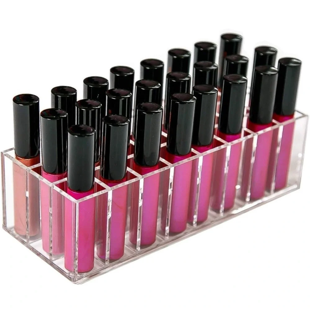 Acrylic Lip Gloss Holder Organizer, Lipstick Holder, 24 Slots Makeup Lip Gloss
